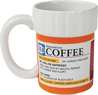 BigMouth Inc. Prescription Coffee Mug - Large Funny Prescription Coffee Cup - Unique Pharmacy Gifts - Hilarious Novelty and Gag Gifts for Doctor - Dishwasher-Safe Ceramic Pill Bottle Coffee Cup - 12oz B0085MQPSG
