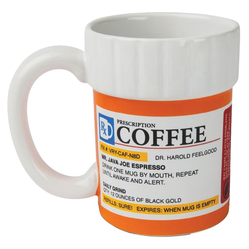 BigMouth Inc. Prescription Coffee Mug - Large Funny Prescription Coffee Cup - Unique Pharmacy Gifts - Hilarious Novelty and Gag Gifts for Doctor - Dishwasher-Safe Ceramic Pill Bottle Coffee Cup - 12oz B0085MQPSG