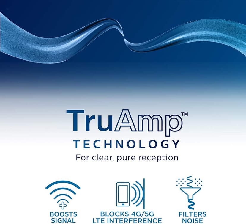 Philips Crystal Amplified Indoor TV Antenna, Extendable Dipole Rabbit Ears, 4K 1080P VHF UHF, Long Range, Amplifier Signal Booster, Digital HDTV Antenna, Smart TV Compatible, SDV3237N/27