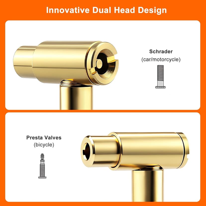 GODESON Bike Tire Pressure Gauge - Dual Head for Schrader & Presta Valves,0-60 PSI / 4 BAR Range, 1.5-Inch Dial with Gear Protection Sleeve - Suitable for MTB, Road, E-Bikes and Motobike