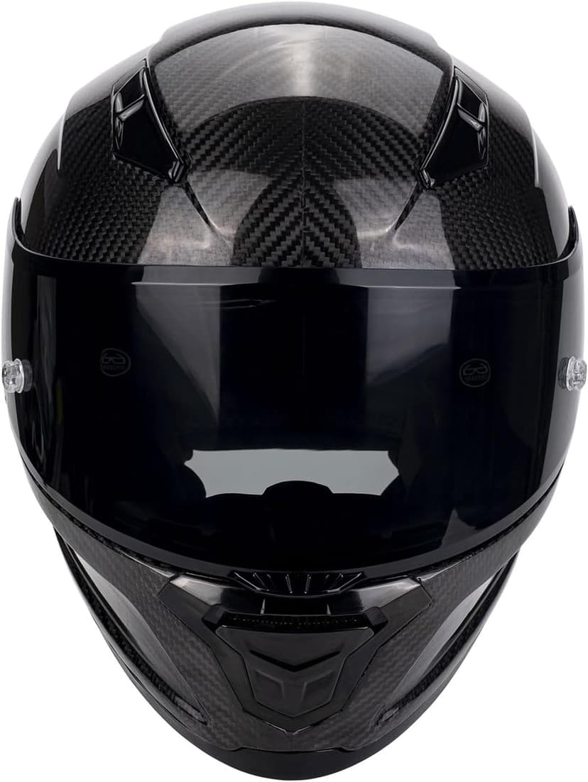 Carbon Fiber Full Face Motorcycle Helmets with Spoiler Sport Touring Street Motorcycle Helmet - Bluetooth Ready Speaker Pockets