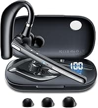 COTOE Bluetooth Headset V5.3, Wireless Earpiece with 500mAh Charging Case Hand-Free Headphones Noise Canceling Mic for Office/Driving/Business,Black