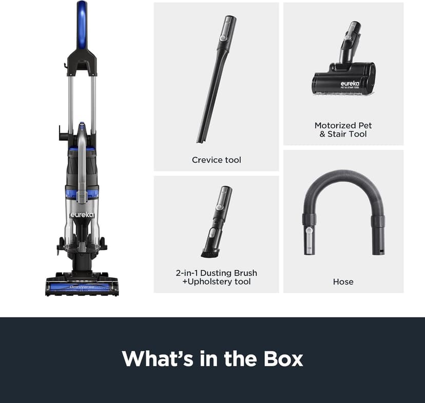 Eureka Pet Upright Vacuum Cleaner for Carpet and Hard Floor, Powerful Bagless Vacuum Cleaner for Home with HEPA Filter and Pet Tool, OmniVerse NEU801BL with QuickShift Technology, Blue