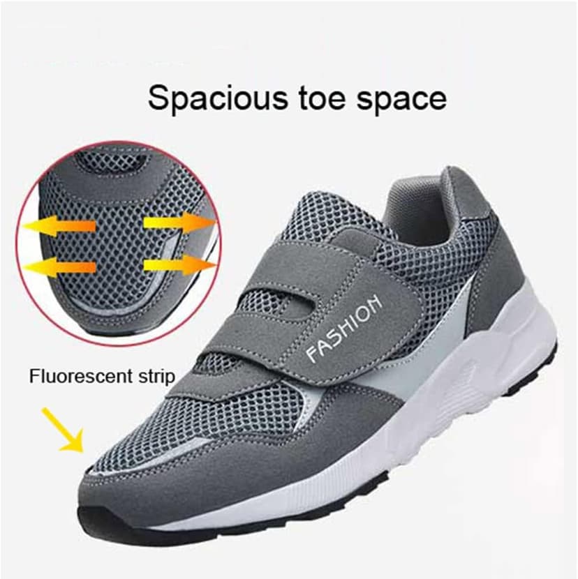 LEADER SHOW Women's Elderly Casual Comfort Walking Shoe Safety Flats Non-Slip Hook & Loop Sneakers