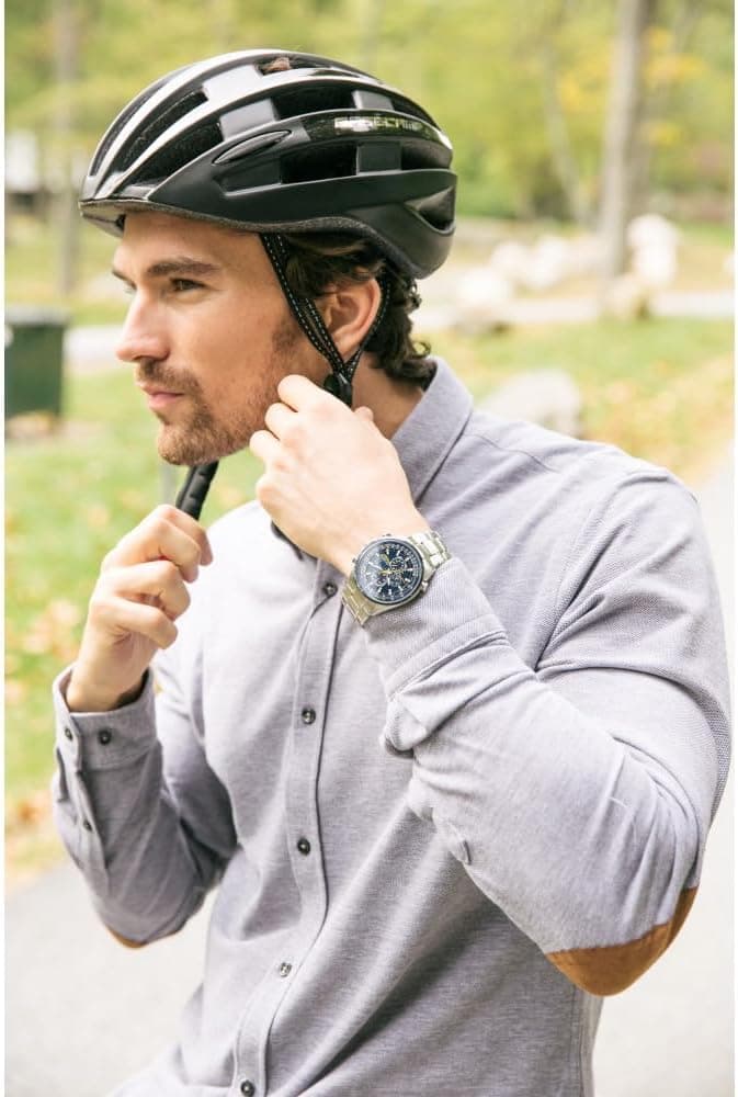 Citizen Men's Eco-Drive Sport Luxury World Chronograph Atomic Time Keeping Watch in Stainless Steel, Blue Dial (Model: AT8020-54L)