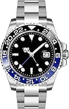 FANMIS GMT Master Sapphire Glass Blue and Black Ceramic Bezel Men's Silver Automatic Watch