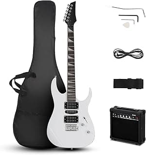 Ktaxon 39" Electric Guitar with 20Watt Amp, Full Size 170 Model Starter Guitar Kit for Beginners & Professionals W/Bag, Shoulder Strap, Wrench Tool, Plectrum - White