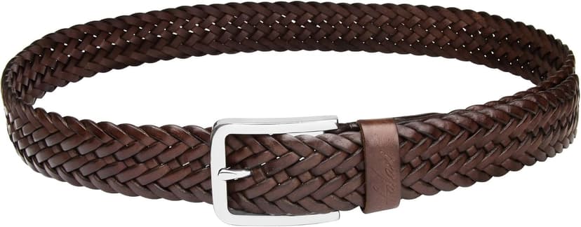 Falari Men's Braided Belt 100% Genuine Leather Stainless Steel Buckle 35mm
