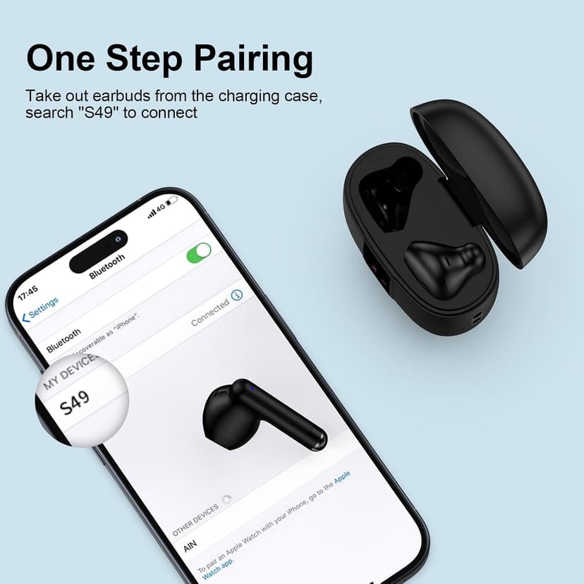 for iPhone 17 Pro Max Air, Earbuds Wireless Earphones for iPhone 16e, 16, 16 Pro Max, 16 Pro, 16 Plus, Bluetooth 5.3 Headphones Ear Buds Headset for 15 14 13 12 11 Mini SE XR X XS Max 8 7