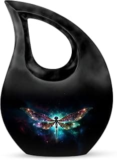 Dragonfly Burial Keepsake Urns for Adult Male Female Ashes, Black Handcrafted Cremation Urn for Human Ashes, Drop Remembrance Gift for Loss, Burial Cremains Container, 3 Inches B0FFTCTN32