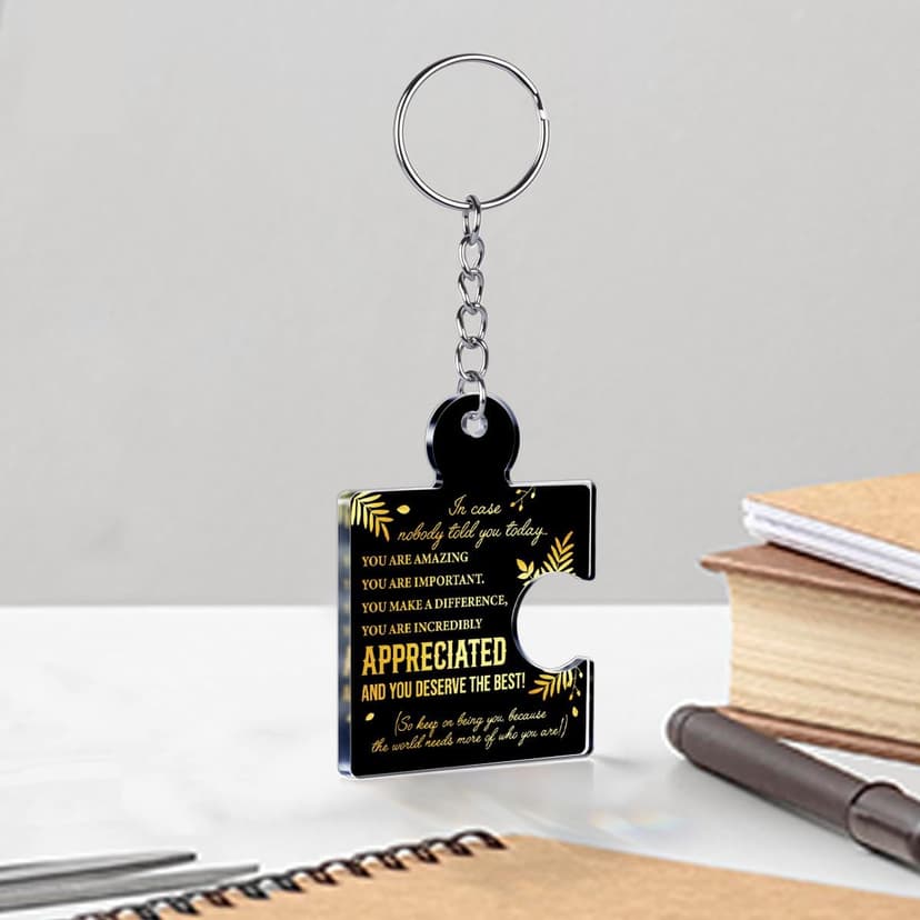 Gift Set for Employee, Staff, Teachers, Teamwork Puzzle Piece Keyring, Acrylic Team Appreciation Gifts Bulk Thank You Keychains for Coworkers B0FD9YB7K3