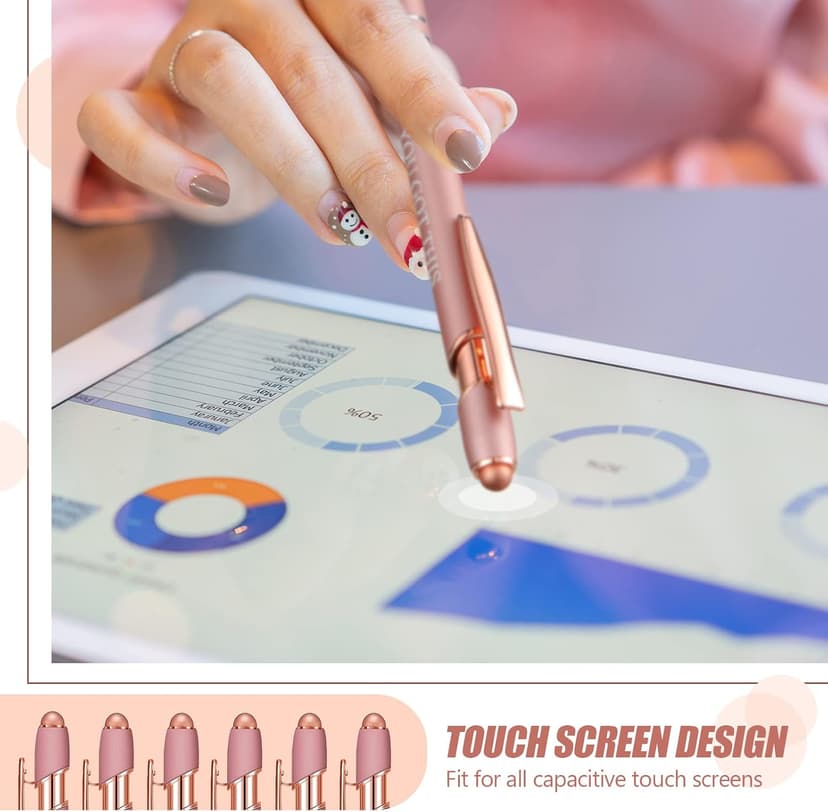 Rose Gold Funny Pens with Stylus Tip & Sayings for Back to School Essentials Home, Office, Teacher Supplies Zonon 12 Pcs Inspirational Pens, Motivational Ballpoint Pen Gifts for Women B0B4T388TH