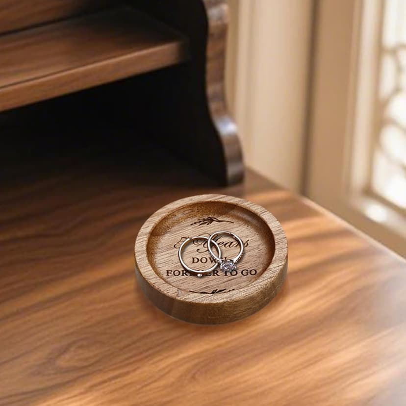 Wooden Ring Dish 5 Year Anniversary Wood Gift for Him Her, 5th Wooden Gifts for Wife Husband, 5 Year Marriage Presents Anniversary for Couple, Fifth Anniversay Present for Women Men