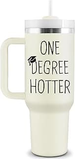 Graduation Gifts for Her, Him - 40 oz Insulated Tumbler - 2025 Funny College, Masters Degree, Phd Graduation Gifts for Women Men - One Degree Hotter - Stainless Steel Travel Cup with Lid & Straw 40 oz