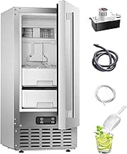 VEVOR Under Counter Ice Maker, 66 Lbs/Day Under Counter Stainless Steel Nugget Ice Makers Machine with Drain Pump, Reversible Door, 18 Lbs Storage, Freestanding Ice Maker for Commercial Home Kitchen