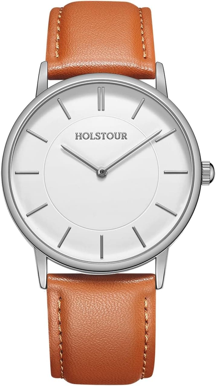 HOLSTOUR Watches for Mens Minimalist Fashion Business Wrist Watch Analog with Leather Strap