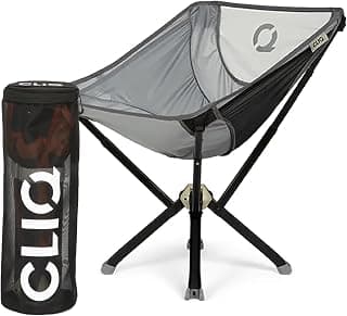 CLIQ ClassiQ 2.0 Camping Chair with Carry Bag - Portable Folding Chair & Bag for Outdoors - Reinforced 400 lb Capacity - Quick-Setup Travel Chair for Camping, Beach & Hiking - Ultimate Grey