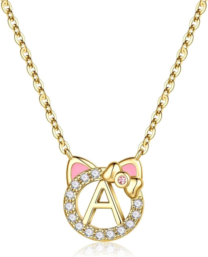 Gift Box Packaging, 14k-Gold-Plated, Cat Themed Gifts for Cat Lovers, Kids Jewelry for Girls, Birthday Gifts for Girl Kids MONOOC Cat Gifts for Girls - Tiny Cat Initial Necklace for Teen Girls Kid B0GCYVBZVP