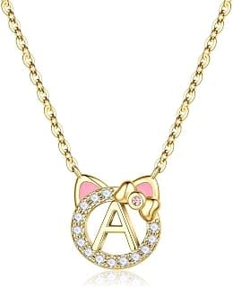 Gift Box Packaging, 14k-Gold-Plated, Cat Themed Gifts for Cat Lovers, Kids Jewelry for Girls, Birthday Gifts for Girl Kids MONOOC Cat Gifts for Girls - Tiny Cat Initial Necklace for Teen Girls Kid B0GCYVBZVP