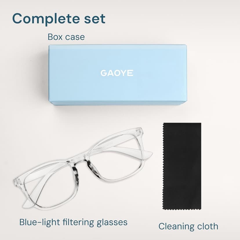 Gaoye Transparent, Clear Blue Light Glasses for Computer & Gaming - Anti UV Ray Lenses, Scratch-Resistant & Comfort Fit