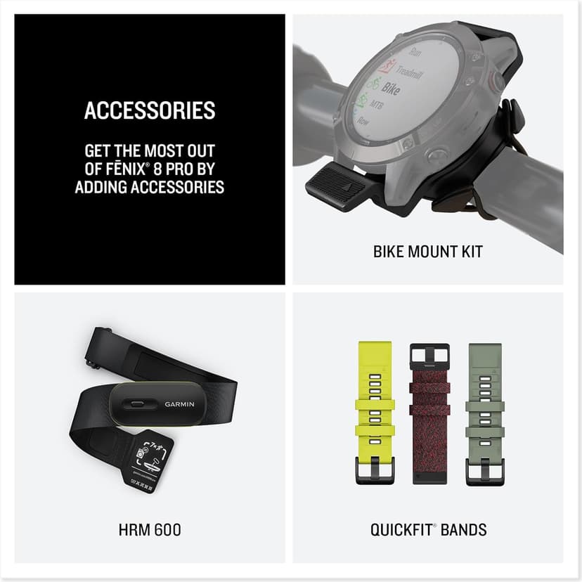 Garmin fēnix® 8 Pro, 51mm, AMOLED Display, Premium Connected Multisport GPS Smartwatch, inReach® Technology, Sapphire, Titanium with Graphite/Black Silicone Band