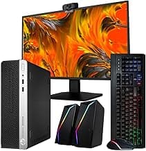 HP Windows 11 Desktop Computer | 16GB RAM + 500GB SSD | Intel i5 | 16GB RAM + 500GB SSD | 24" LCD | WiFi 6 AX200 + BT | RGB Keyboard/Mouse + Speakers | Webcam | Home or Office PC (Renewed)