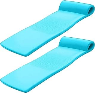 TRC Recreation 2-Pack Sunsation 1.75" Thick Foam Pool Float Lounger, Tropical Teal w/Headrest for Lounging & Sunbathing in Swimming Pools, Beaches & Lakes, 70" x 26"