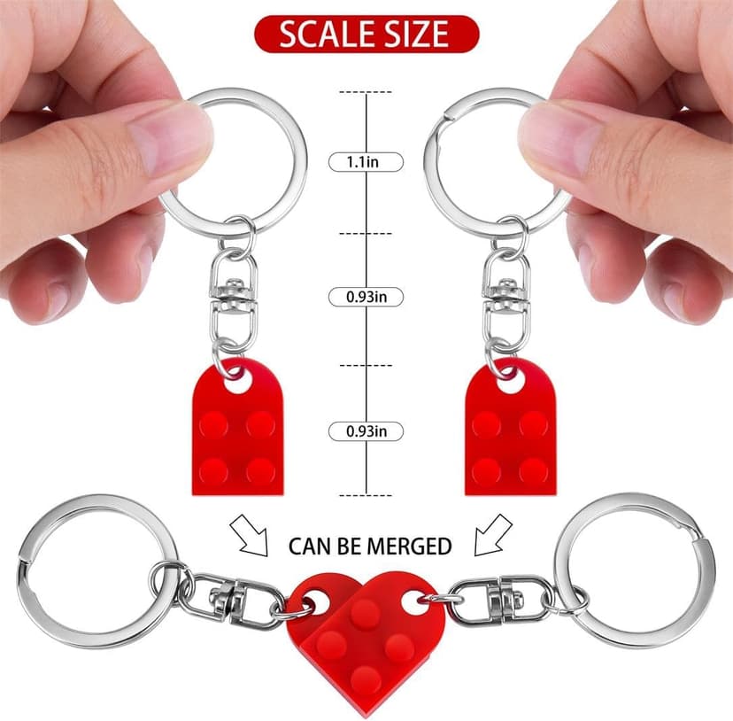 Couples Matching Stuff Gifts - Red Heart Keychain, Matching Couple Heart Keychains Decorations Christmas Valentines Day Gifts for Boyfriend Girlfriend