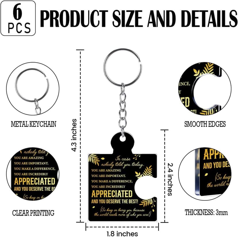 Gift Set for Employee, Staff, Teachers, Teamwork Puzzle Piece Keyring, Acrylic Team Appreciation Gifts Bulk Thank You Keychains for Coworkers B0FD9YB7K3