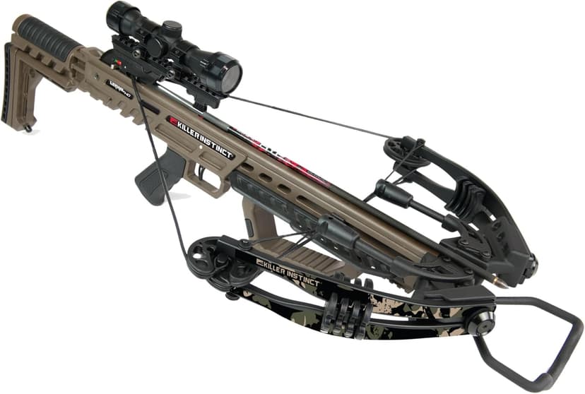 Killer Instinct LTL 405HD Crossbow Bundle, 405 FPS Compact Crossbow with Lumix 4x32 Scope, Anti Dry Fire Safety, Rope Cocker and 2 Carbon Bolts, Hunting Crossbow Kit