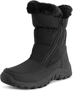 POLAR Womens Memory Foam Twin Zip Opening Pull On Nylon Waterproof Thick Faux Fur Lined Winter Rain Snow Boots