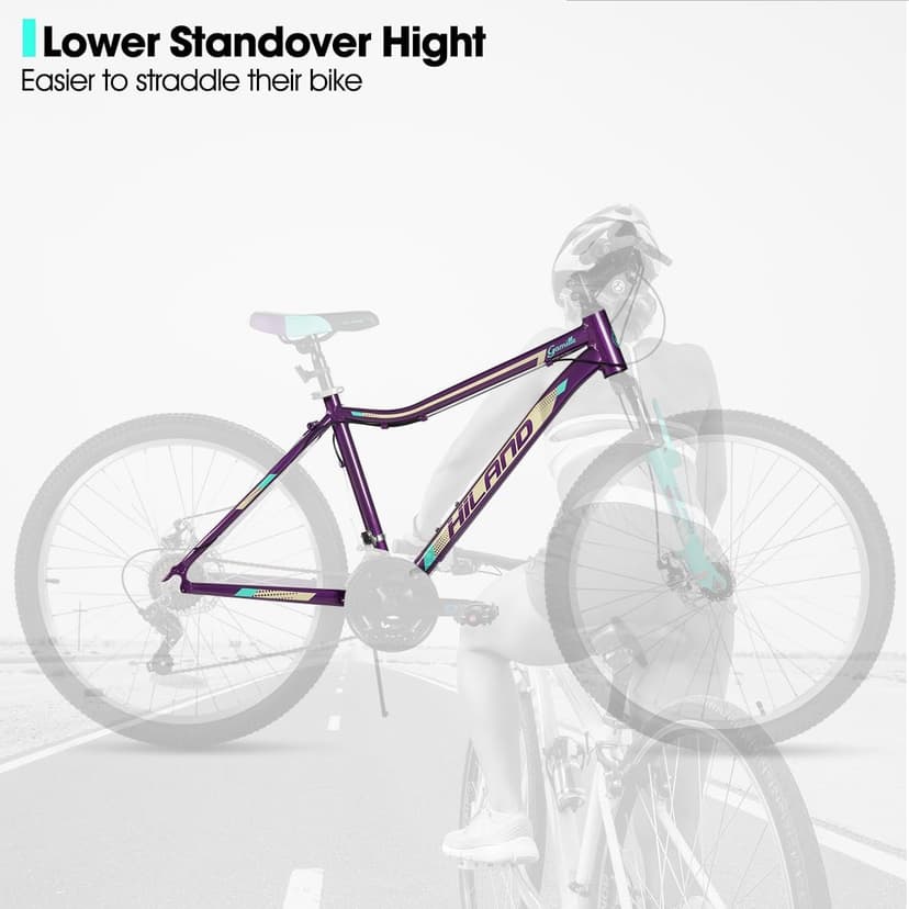 HILAND 20 Inch 26 Inch Mountain Bike for Women Girl, Lock-Out Suspension Fork, Aluminum Frame, Adult Ladies Mens MTB Bicycle