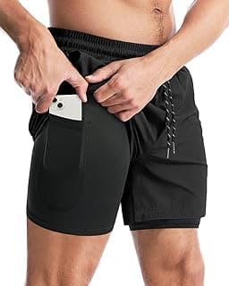 Aolesy Men's 2 in 1 Running Shorts 5" Workout Gym Athletic Shorts for Men Quick Dry Lightweight Training Shorts with Pockets