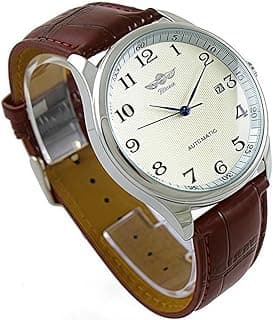 MASTOP Men's Classic Automatic Mechanical Day Calendar Luxury Leather Band Watch