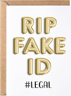 Funny 21st Birthday Card for Him or Her - Happy Birthday Card for 21 Year Old Daughter Son Niece Nephew Sister or Friend - Humorous Twenty One Gift Ideas - RIP Fake ID Card for Best Friend or Coworker B0DVVPPR3J