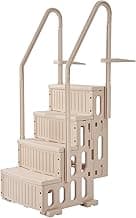 VEVOR Swimming Pool Ladder, 4-Step Double Handrails Stairs with Non-Slip Heavy Duty Steps, Max Load Capacity 400 lbs, for 48-54 in Inground & Above-Ground Pools of Any Decking Surface, Taupe
