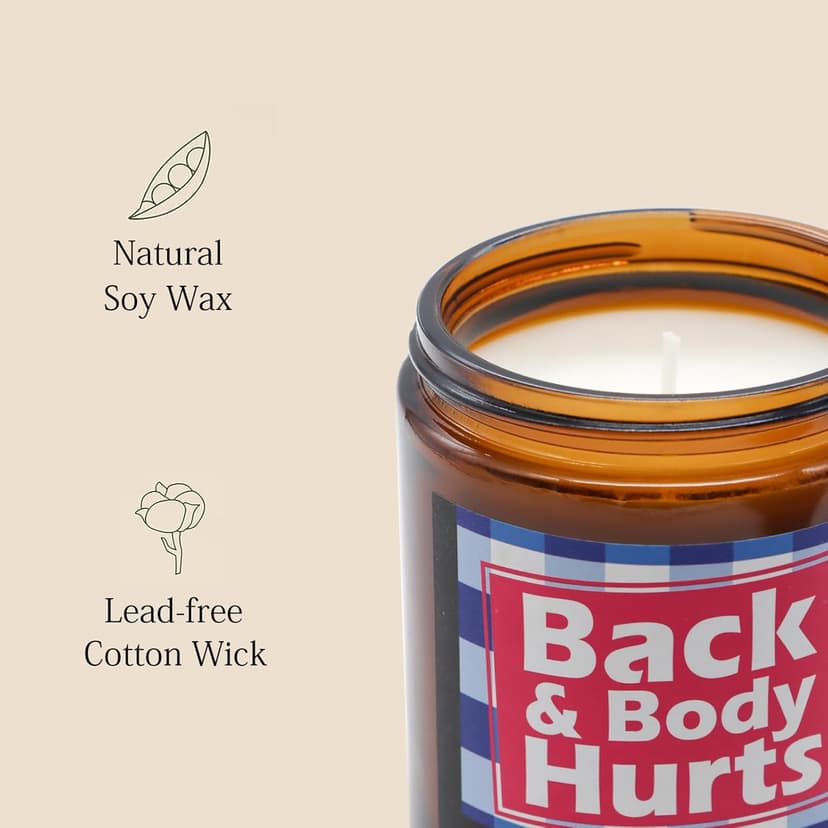 Lihome Birthday Gifts for Men & Women, Funny Happy Birthday Candle for 30th, 40th, 50th & 60th - Back and Body Hurts Vanilla Candle