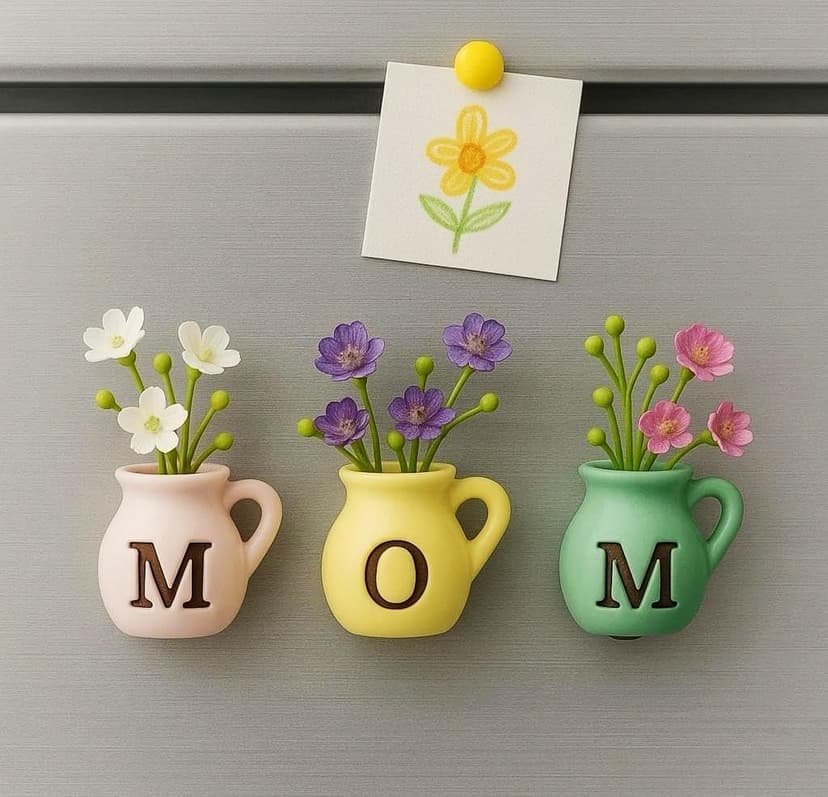 Mini Vase Magnets for Fridge - Christmas Mom Gifts from Daughter, Unique Birthday Gifts for Mom from Son, B0FCFN5RYC
