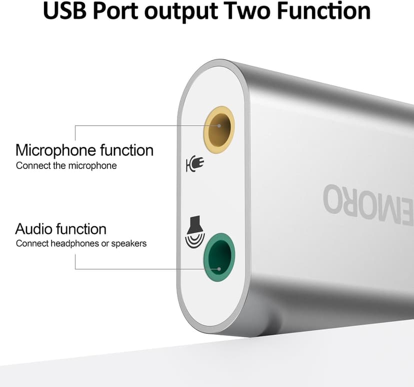 USB Sound Card, 7.1 Channel External Microphone Audio Jack Adapter Clear Sound for PC, Laptop, Mac, PS4, Headphone (Plug and Play No Drivers Needed)