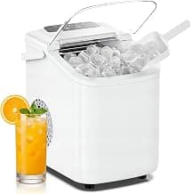 NEWBULIG Ice Maker, Countertop Ice Machine with Handle, 9 Bullet Cubes in 6~8 Mins, 26lbs Daily, Self-Cleaning with Basket and Scoop for Home/Kitchen/Camping/RV