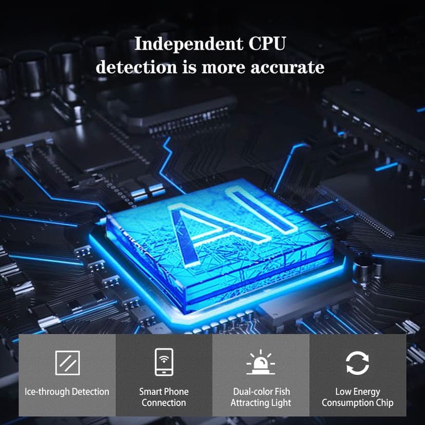 HXBER Fish Depth Finder Handheld Fish Finder Waterproof Sonar Fish Finder for Ice Fishing, Black