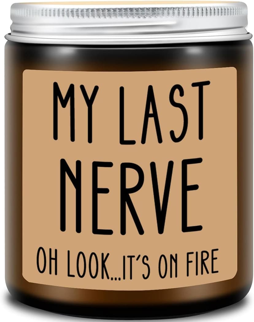 Homsolver Birthday Gifts for Women, Funny Friendship Gift for Best Friend - My Last Nerve Lavender Candle - Unique Birthday Gifts for Women, Her, Mom, BFF, Sister