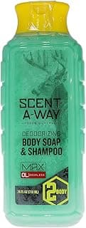 Hunters Specialties Scent-A-Way MAX Liquid Body Soap & Shampoo - Odorless Green Soap Scent Eliminator for Hunters, Trappers, Anglers, and Campers - 24 OZ