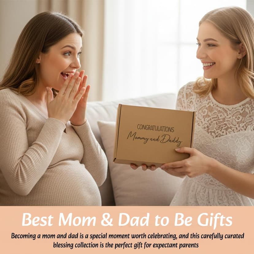 New Parents Gifts for Couples, Mom and Dad to Be Gifts, Pregnancy Gift Basket for Expecting Parents, Baby Shower Gift Set with Mommy Daddy Glass Cups, Candle, Bath Bomb & Soap B0FVKXQS45