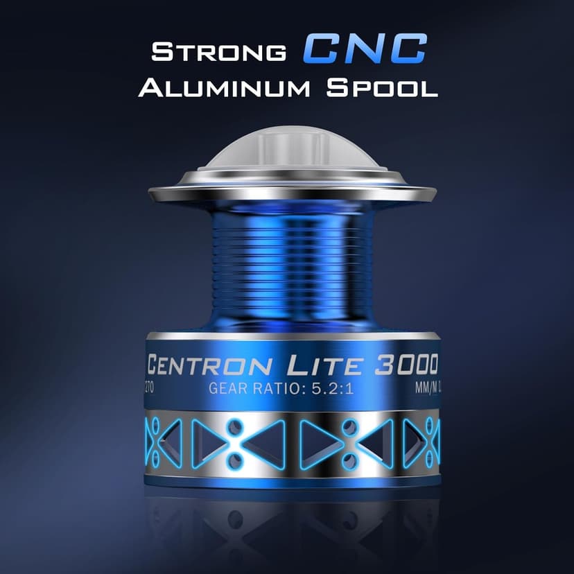 KastKing Centron & Centron Lite Spinning Reels, Size 500 is Perfect for Ice Fishing, Up to 17.5 Max Drag, 5.2:1 Gear Ratio, Ultra Smooth Powerful, CNC Aluminum Spool, 9+1 BB Light Weight