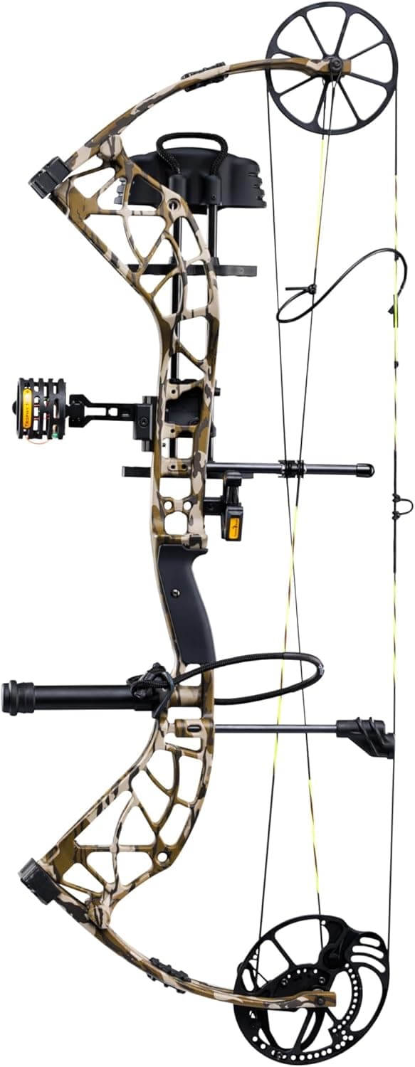 Bear Archery Adapt 2 Ready to Hunt Compound Bow Archery Set with Archery Accessories Including IMS V-Biscuit Rest, 4 Pin Sight, & Stabilizer, 24”- 31” Draw Length, Up to 320 FPS
