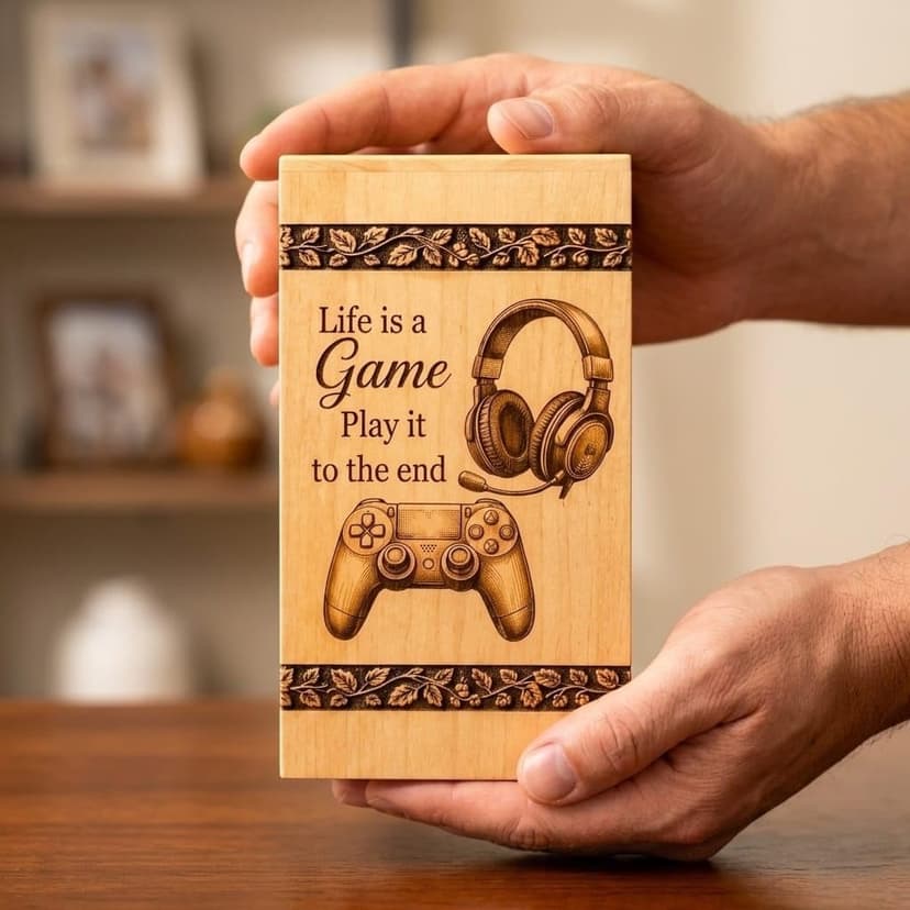 Steamed Beech Wood Gaming Memorial Urn Box for Ashes, Handmade Wooden Cremation Urn, Gamer Funeral Keepsake and Remembrance Box, Gamer urn, Gaming Memorial urn B0HH7PF8LT
