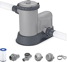 Bestway 1,500 GPH Filter Pump for Above Ground Swimming Pool with Type III A/C Cartridge, Adapter Accessories and Timer
