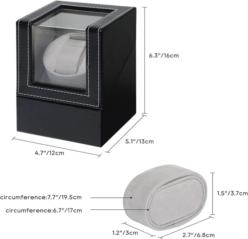 MAOPINER Single Automatic Watch Winder with Japanese Mabuchi Quiet Motor & 10 x 5.7 x 7.8 inch Vintage Gold Glass Jewelry Box