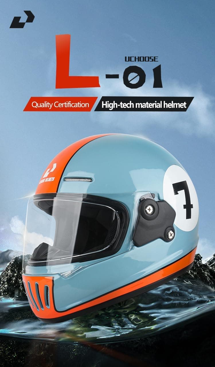 Vintage Full Face Motorcycle Helmet for Women Men for Cruiser, Cafe Racer, Commuting & Touring, DOT Certified